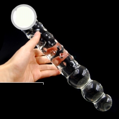 Wholesale women's apparatus simulation jakiro gourd giant -C large granular crystal glass Penis Massage Stick