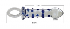 Foreign hot ball lock core blue large particle crystal phallus masturbation fun supplies wholesale glass anal plug