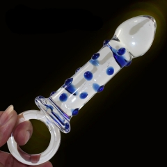 Foreign hot ball lock core blue large particle crystal phallus masturbation fun supplies wholesale glass anal plug