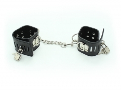 A series of three leather leather bound toy handcuffs lock hands tied selling leather handcuffs bundled couple toys