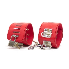 A series of three leather leather bound toy handcuffs lock hands tied selling leather handcuffs bundled couple toys