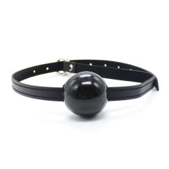 A couple of fun toys hot plug silicone taste mouth ball black leather flirt mouth yoke Adult supplies
