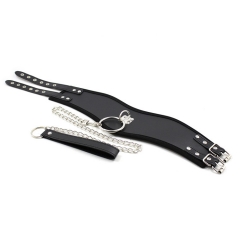 Strict Leather Posture Bondage Collars with Leash