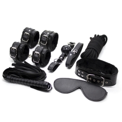 Factory direct selling adult products leather set seven sets of passion products with hands and feet neck set of fun things