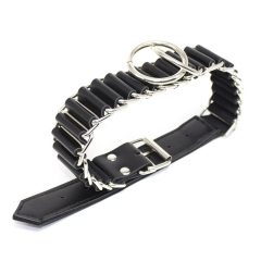 Bondage Slave Leather Stainless steel Collar