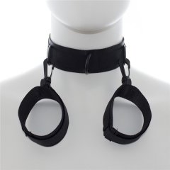 Black Canvas neck neck sleeve manufacturers selling handcuffs shackles toys spikes collar locking chain sex toys