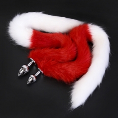 Lengthen the tail of the red and white fox and the tail of the dog
