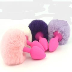 The new music, imported silica gel hair ball anal plug tail rabbit tail anus plug trumpet fine wool ball