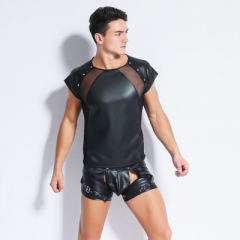 Leather patent mesh top