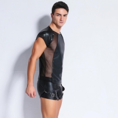 Leather patent mesh top