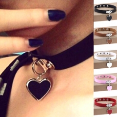 Love pendant necklace leather collar