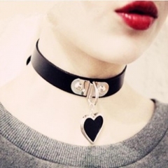 Love pendant necklace leather collar