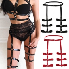 PU leather bow garter belt