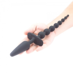 Backyard pull bead massager silicone fox tail anal plug