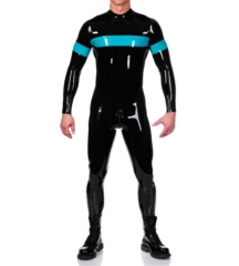 Latex Catsuit Gummi Chest Color Match Cool Jumpsuits with Sock Customized 0.4mm