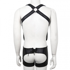 2 Bold Colors BDSM Men Sexy Clubwear Bondage Neoprene Slave Chest Harness Underwear Open Ass Rear Lingerie Jockstrap 2pcs Set