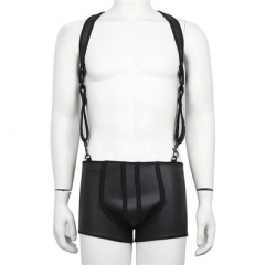 2 Bold Colors BDSM Men Sexy Clubwear Bondage Neoprene Slave Chest Harness Underwear Open Ass Rear Lingerie Jockstrap 2pcs Set