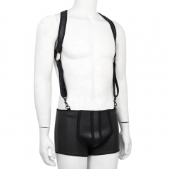 2 Bold Colors BDSM Men Sexy Clubwear Bondage Neoprene Slave Chest Harness Underwear Open Ass Rear Lingerie Jockstrap 2pcs Set