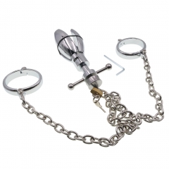 Metal sex cuffs open and close anus lock back yard toy