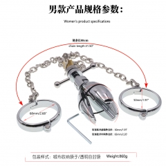 Metal sex cuffs open and close anus lock back yard toy