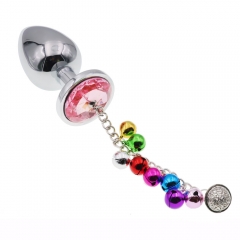 Metal anal plug bell tail back court anus adult toy