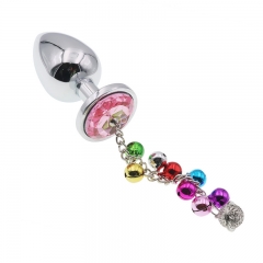 Metal anal plug bell tail back court anus adult toy