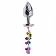 Metal anal plug bell tail back court anus adult toy