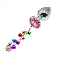 Metal anal plug bell tail back court anus adult toy