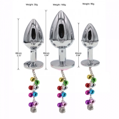 Metal anal plug bell tail back court anus adult toy