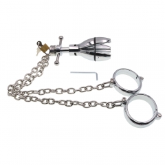 Metal sex cuffs open and close anus lock back yard toy