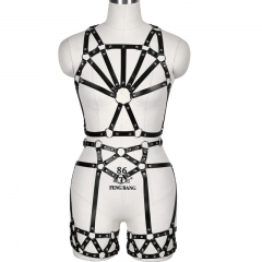 Shackle belt, harness, leg loop, integral waist chain belt