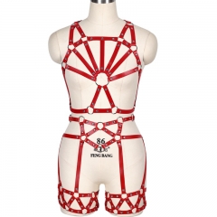Shackle belt, harness, leg loop, integral waist chain belt
