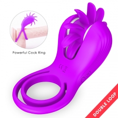 Tongue lick rotating lock ring multi - frequency charging delay sleeve ring