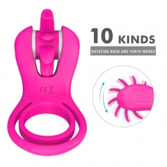 Tongue lick rotating lock ring multi - frequency charging delay sleeve ring