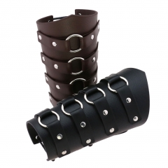 Punk rock leather wax rope ride round loop buckle bracelet strap