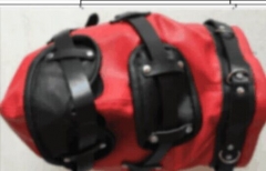 Leder Kopfmaske rot mit Mundknebel